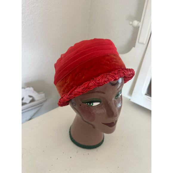 Christine Alexander Accessories - Christine New York Women’s Red Velvet and Satin Pillbox Hat